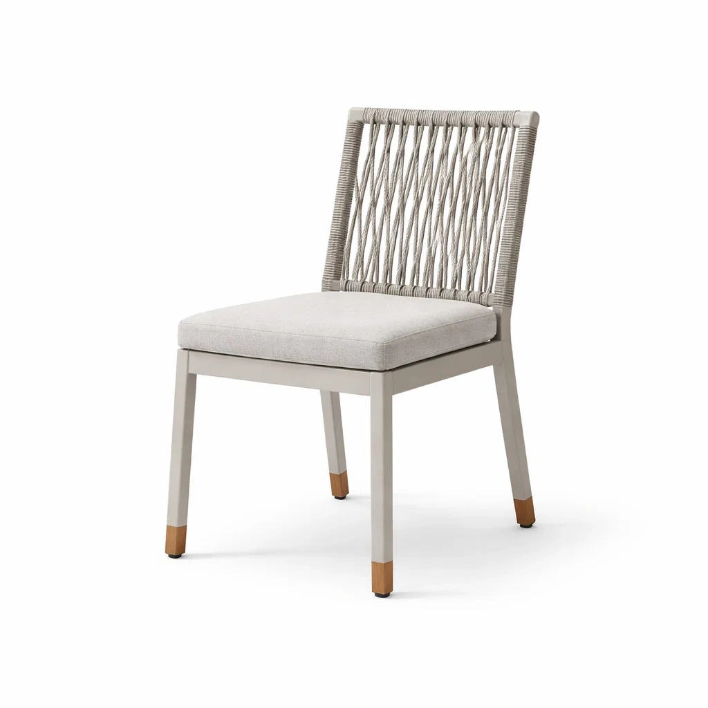 Chaises de salle à manger en aluminium et corde avec coussin en polyester-PURE DRE AMSP ACE