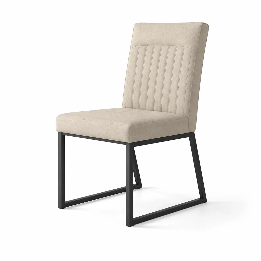 Chaises de salle à manger en tissu beige avec cadre en métal-PURE DRE AMSP ACE