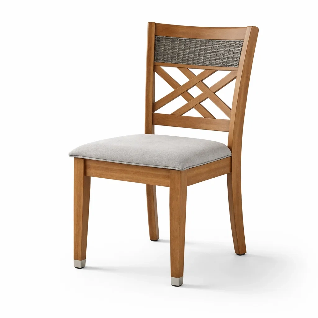 Chaises de salle à manger en bois avec assise en tissu polyester gris-PURE DRE AMSP ACE