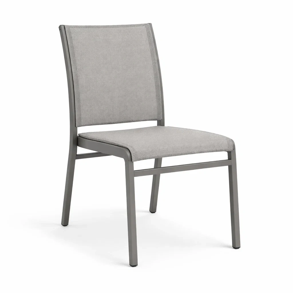 Chaises de salle à manger en aluminium et tissu polyester gris-PURE DRE AMSP ACE