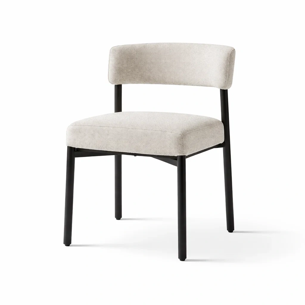 Chaises de salle à manger en métal et tissu lin beige-PURE DRE AMSP ACE