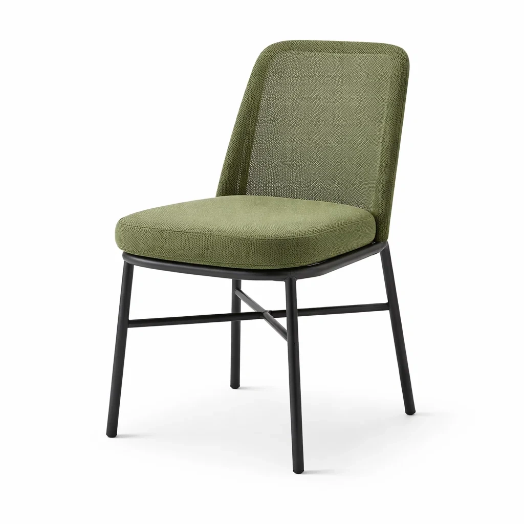 Chaises de salle à manger en métal et tissu vert-PURE DRE AMSP ACE
