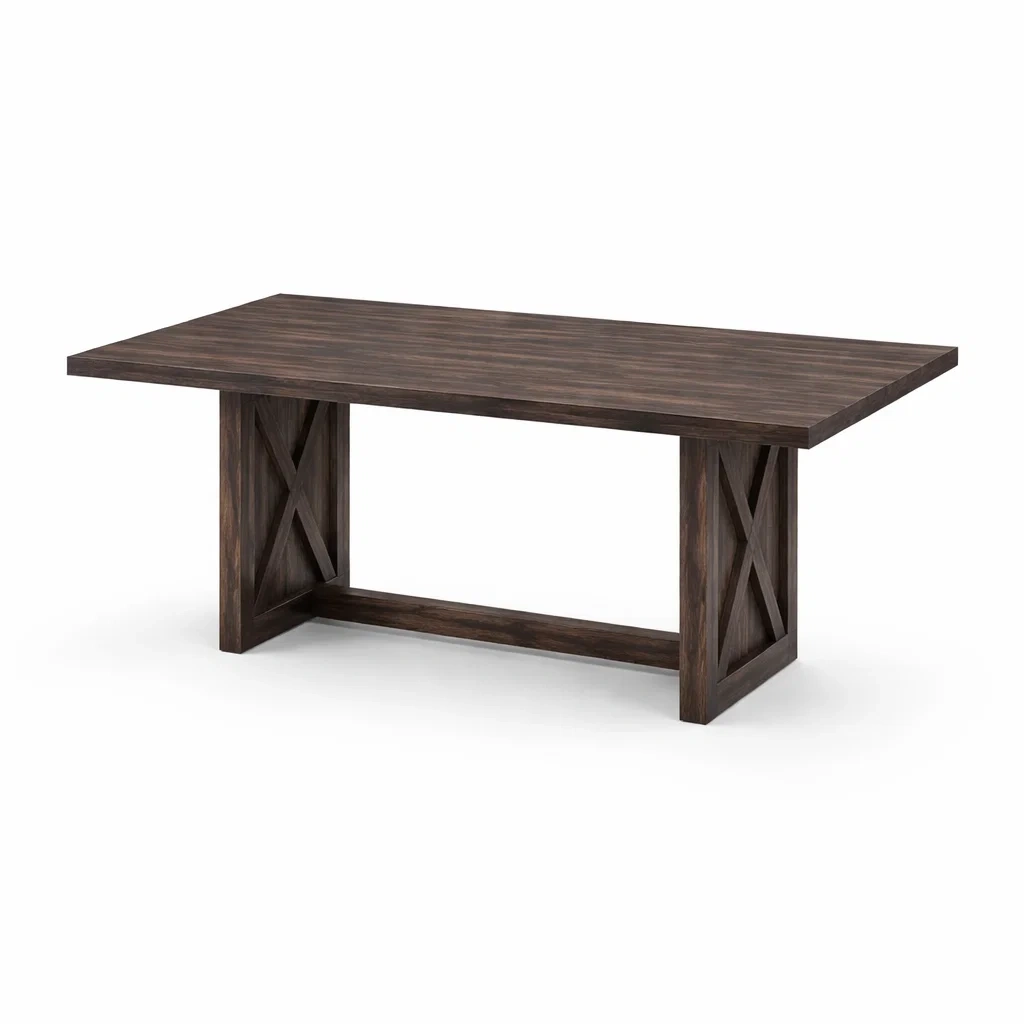 Table à manger rectangulaire en bois massif marron-PURE DRE AMSP ACE
