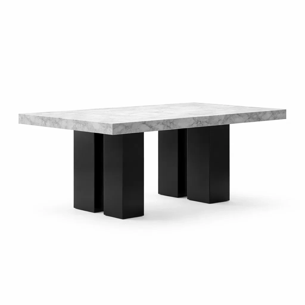 Table à manger rectangulaire en marbre avec pieds en métal noir-PURE DRE AMSP ACE