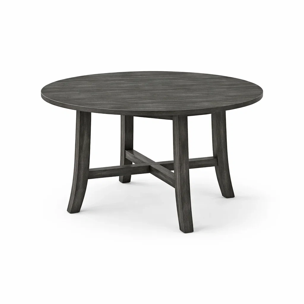 Table à manger ronde en bois d'acacia gris foncé-PURE DRE AMSP ACE