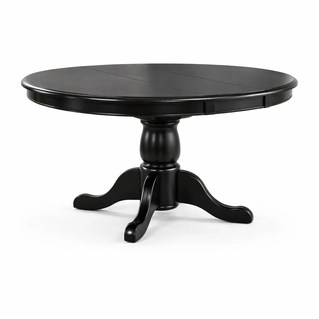 Table à manger ronde en bois noir-Purenest Living