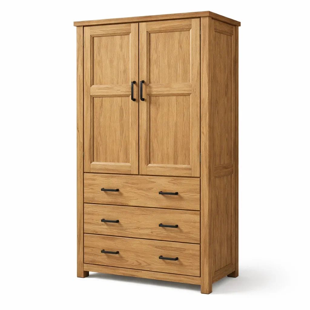 Armoire en bois avec tiroirs et portes-Purenest Living
