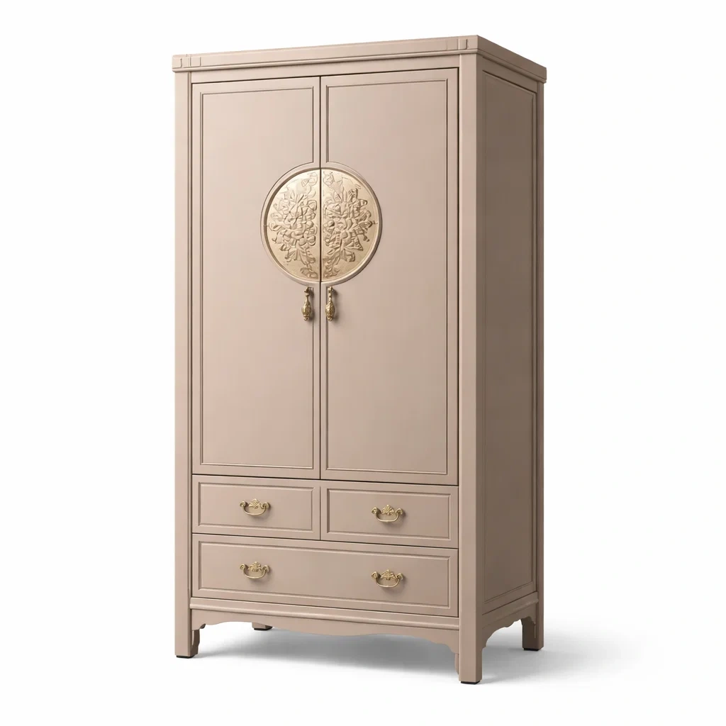 Armoire en MDF beige avec décorations dorées-Purenest Living