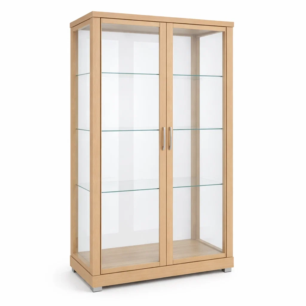Vitrine en bois chêne clair et verre trempé-Purenest Living