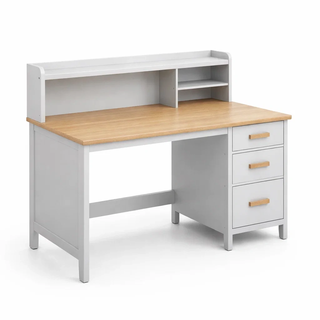 Bureau en bois MDF avec placage de chêne et tiroirs-Purenest Living