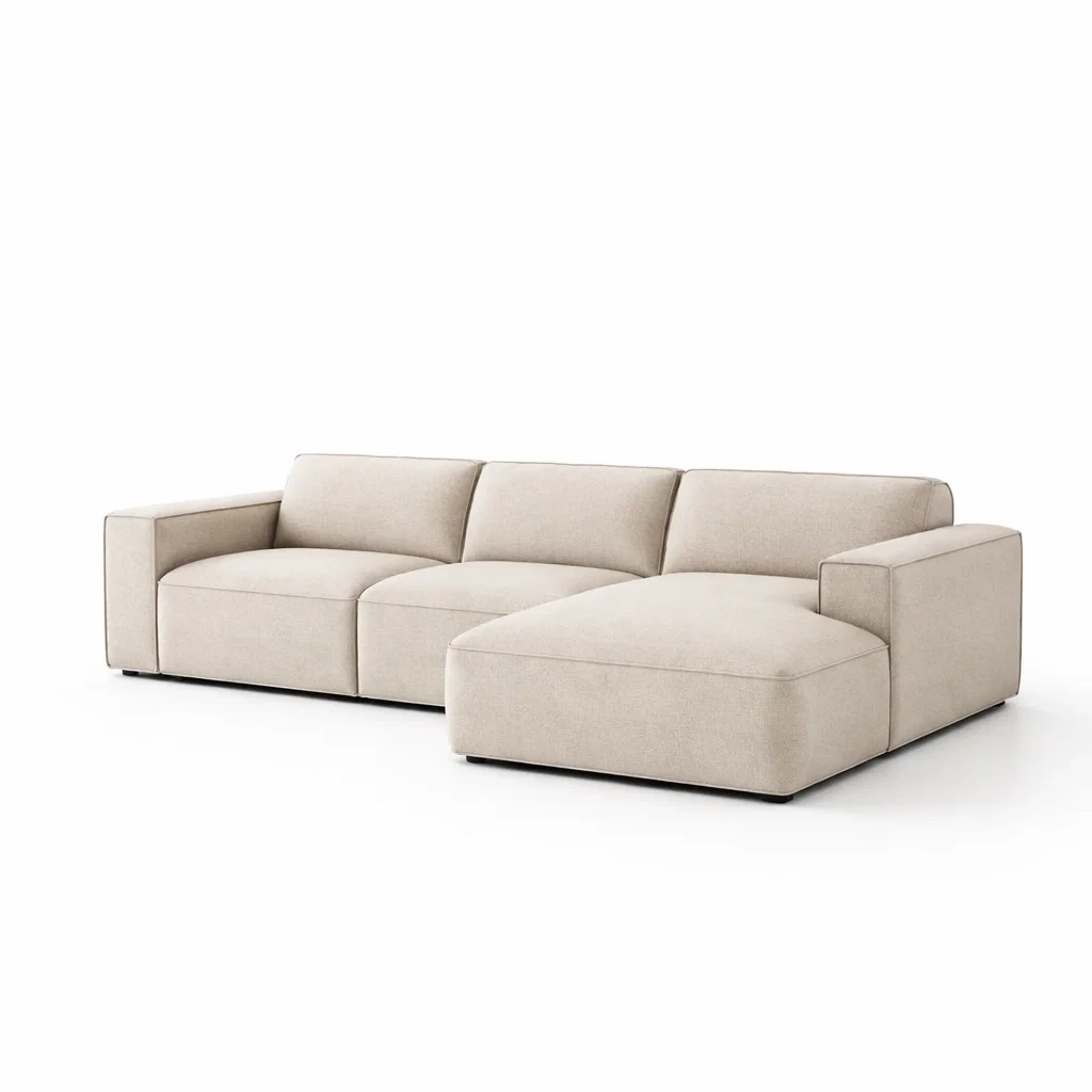 Canapé d'angle en tissu beige-TRENDYOA SISLIVING