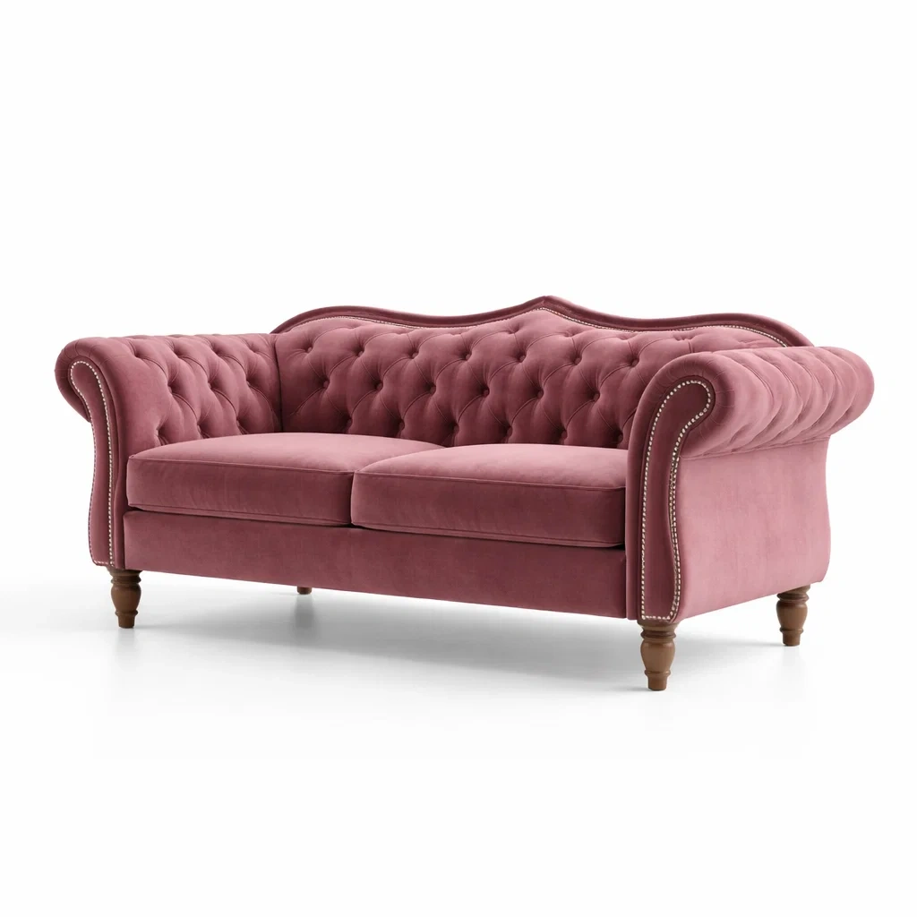 Canapé en velours rose-TRENDYOA SISLIVING