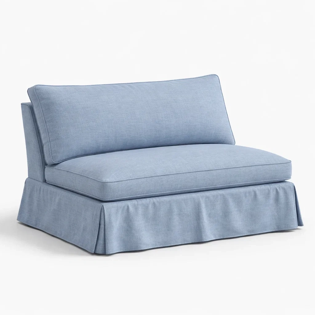 Canapé sans accoudoirs en tissu de lin bleu-TRENDYOA SISLIVING