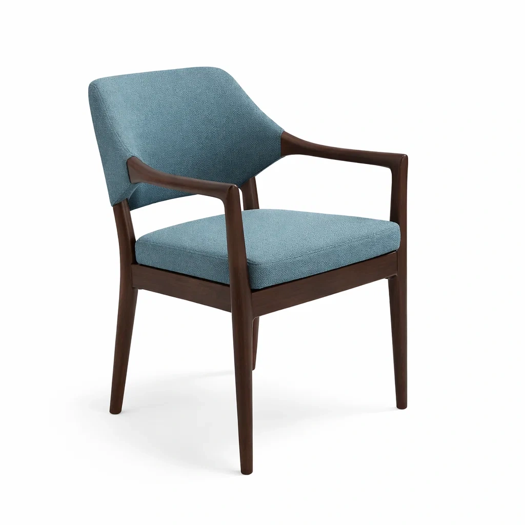 Fauteuil en bois et tissu polyester bleu-TRENDYOA SISLIVING