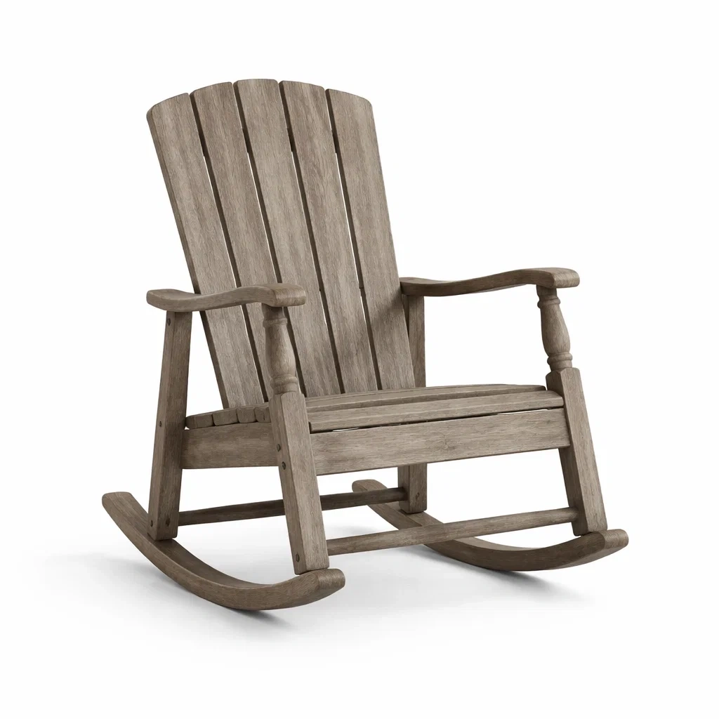 Fauteuil à bascule en bois d'acacia gris-TRENDYOA SISLIVING