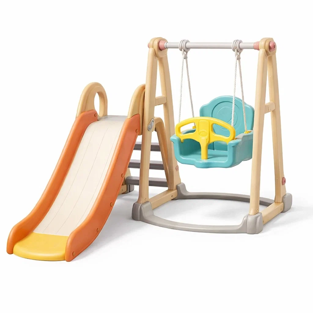 Structure de jeux pour enfants multicolore avec toboggan et balançoire-TRENDYOA SISLIVING