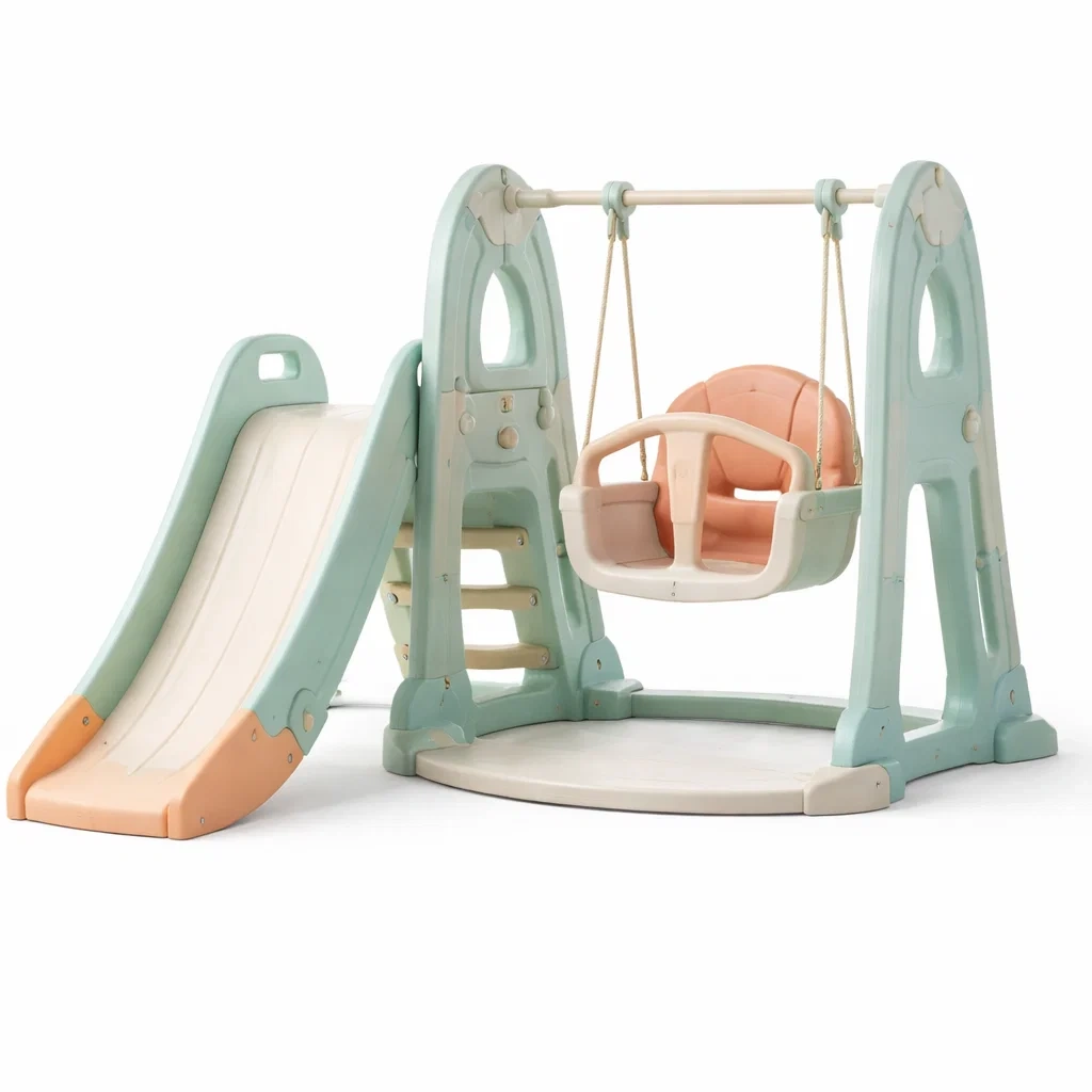Structure de jeux pour enfants en plastique pe avec toboggan et balançoire-TRENDYOA SISLIVING