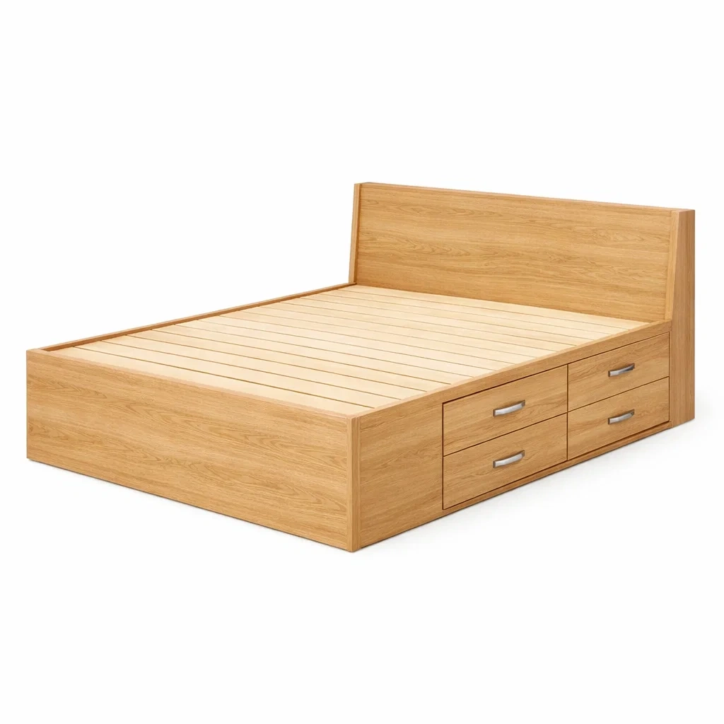 Lit avec rangement en bois avec tiroirs-Dreamnookliving