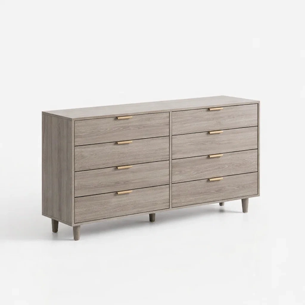 Commode en bois chêne gris avec tiroirs-Dreamnookliving