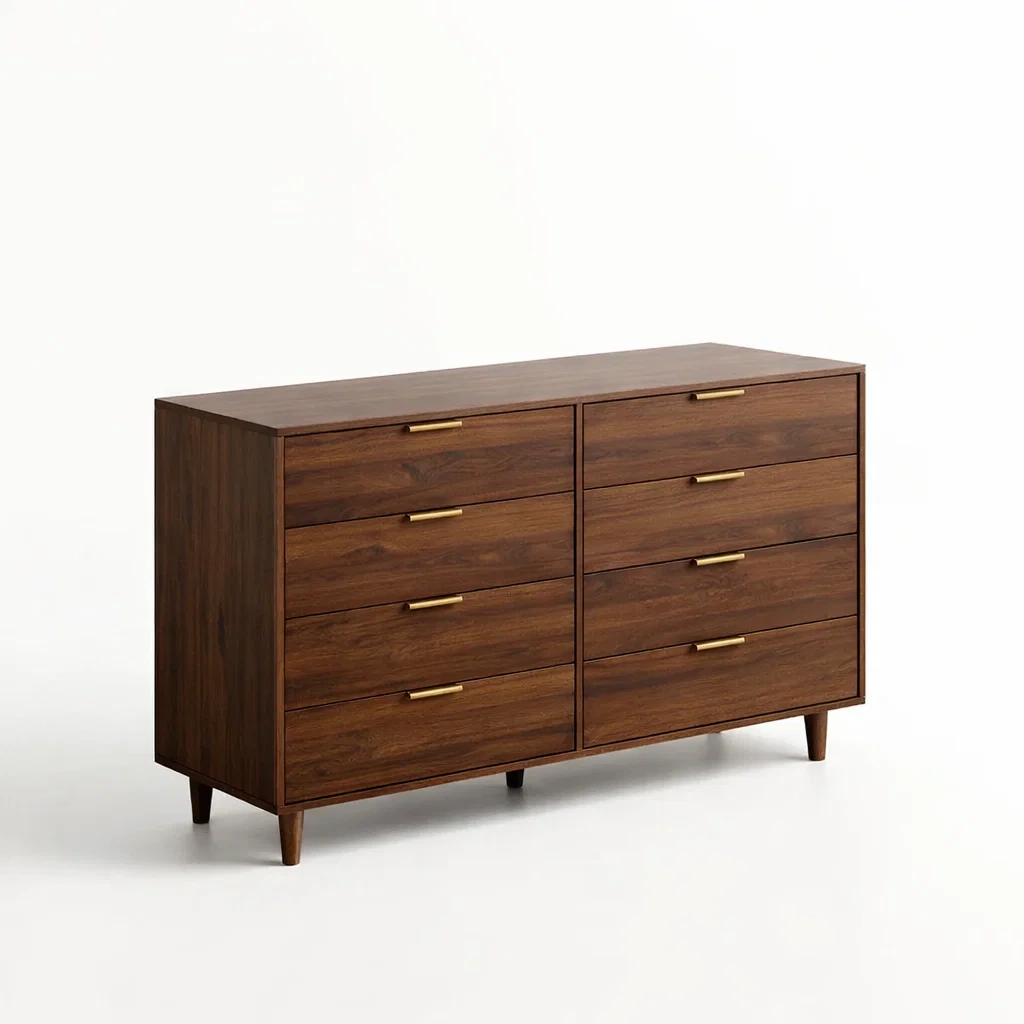 Commode en bois de noyer avec poignées en métal-Dreamnookliving