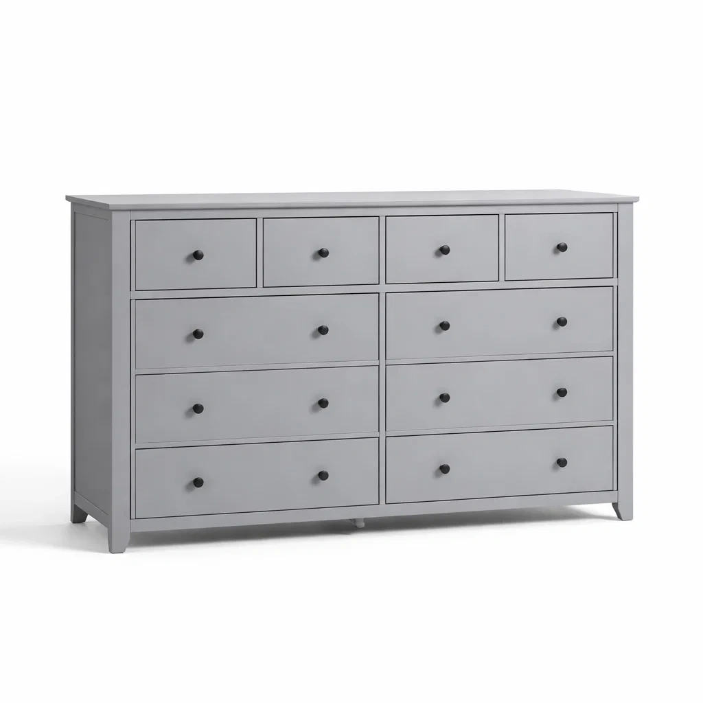 Commode en bois gris avec tiroirs-Dreamnookliving
