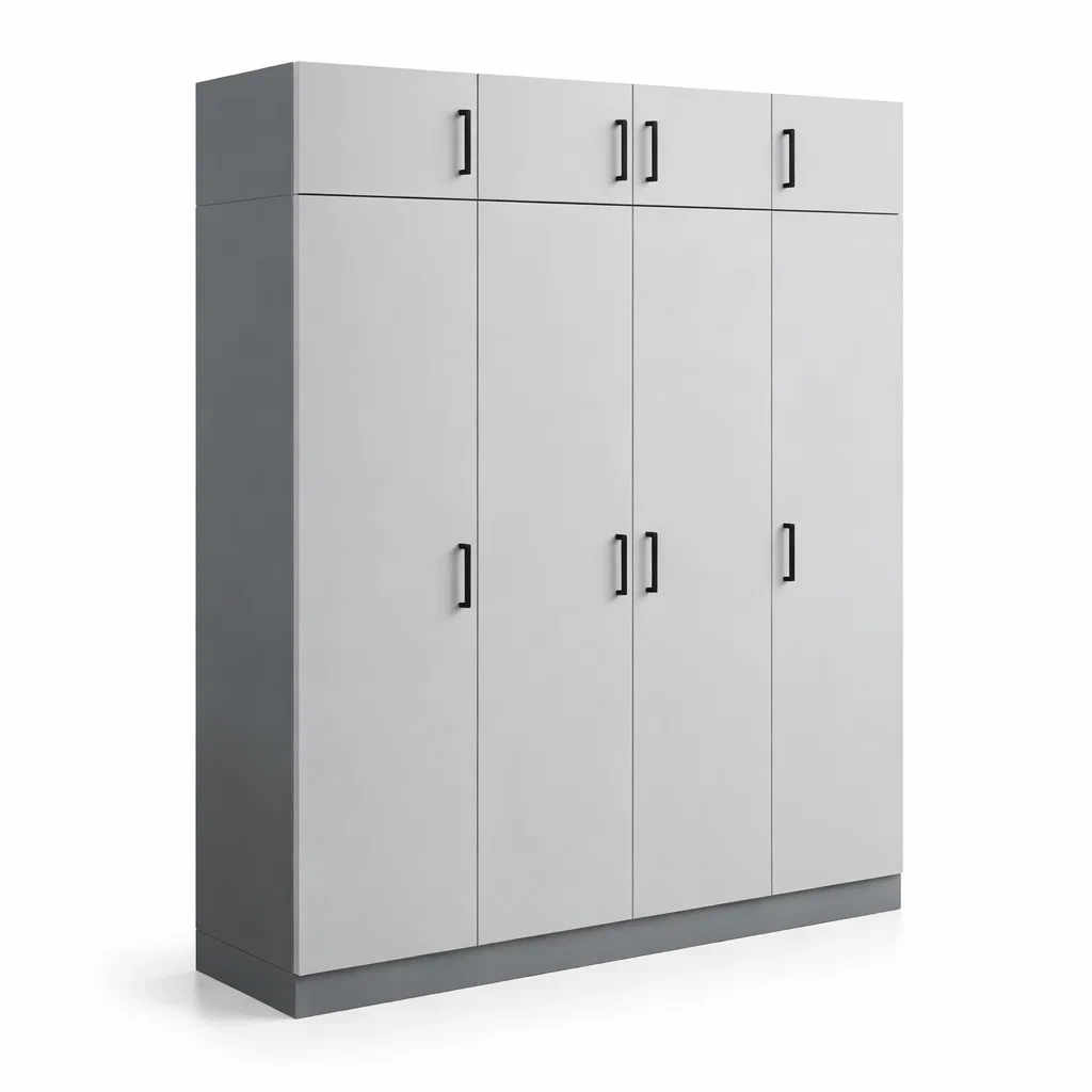 Armoire en panneaux de particules gris avec 4 portes-DREAMNOO KRETREAT