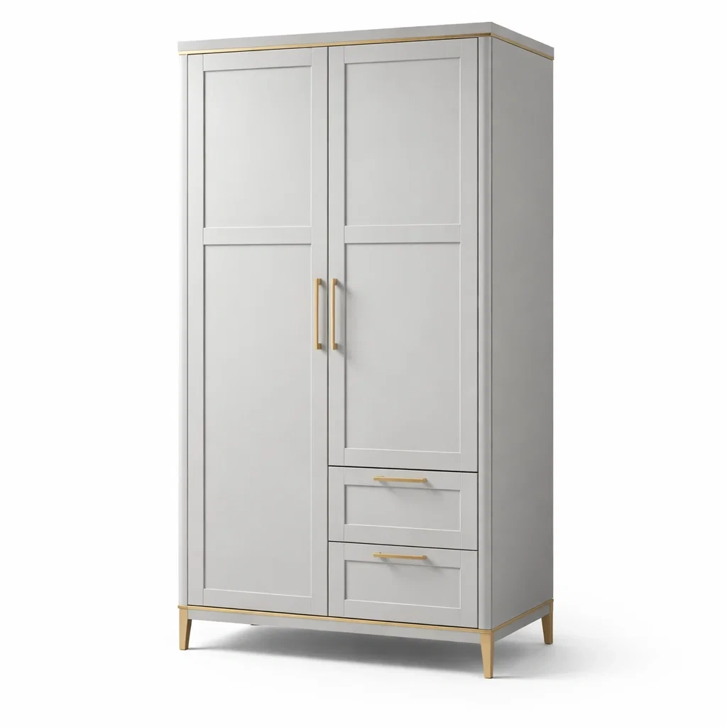 Armoire en bois et métal avec 2 portes et 2 tiroirs 180 x 80 x 50 cm-DREAMNOO KRETREAT