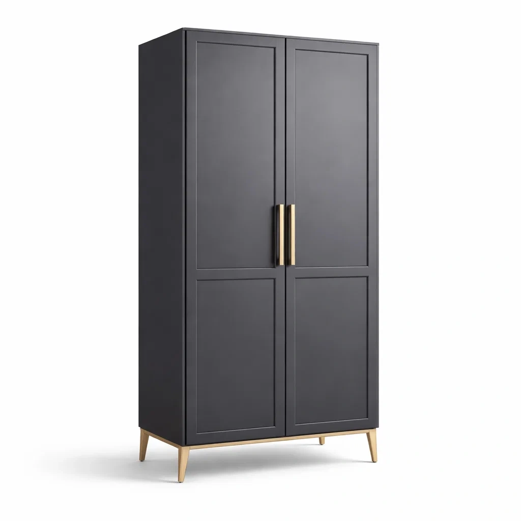 Armoire en MDF noir et métal avec 2 portes et accents dorés-DREAMNOO KRETREAT