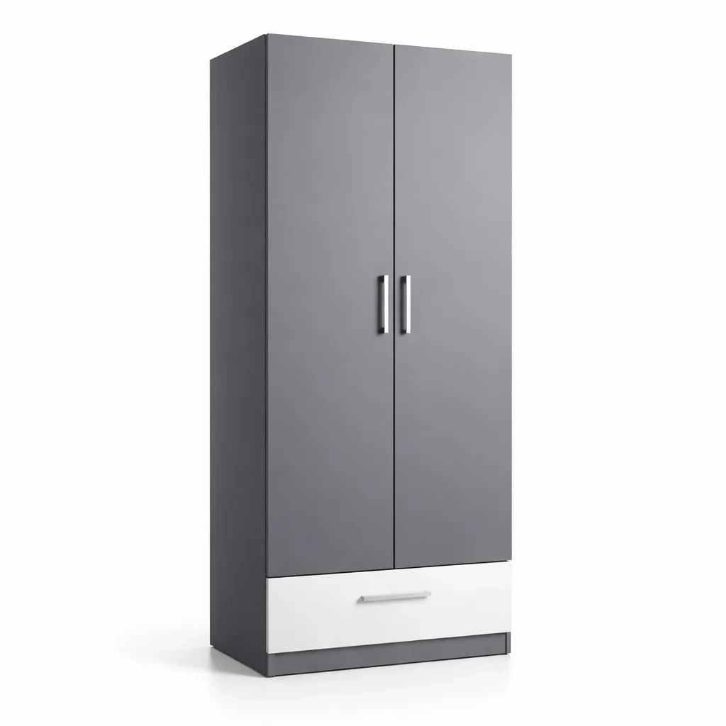 Armoire en bois gris avec tiroir blanc-DREAMNOO KRETREAT