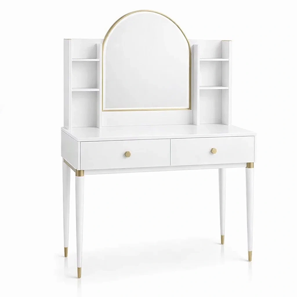 Coiffeuse en bois avec miroir et étagères 100 x 40 x 140 cm-DREAMNOO KRETREAT