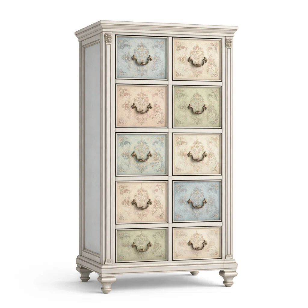 Commode en bois multicolore avec 10 tiroirs-DREAMNOO KRETREAT