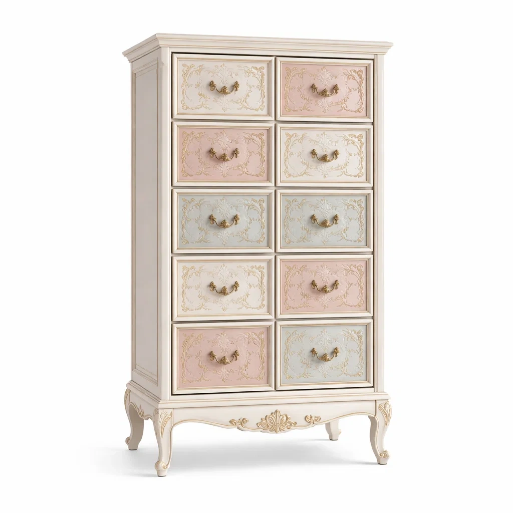 Commode en bois massif multicolore avec 10 tiroirs-DREAMNOO KRETREAT