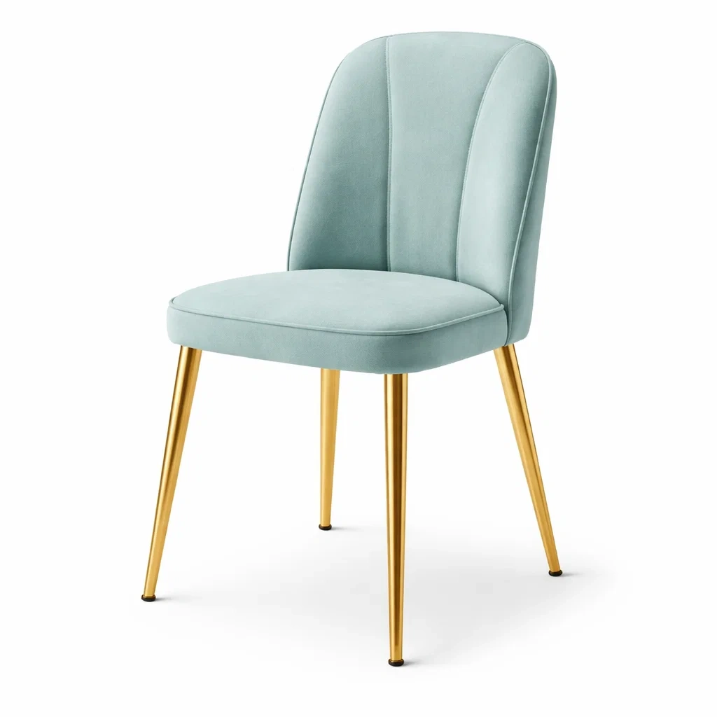 Chaise de salle à manger en velours avec pieds en métal doré-DREAMNOO KRETREAT