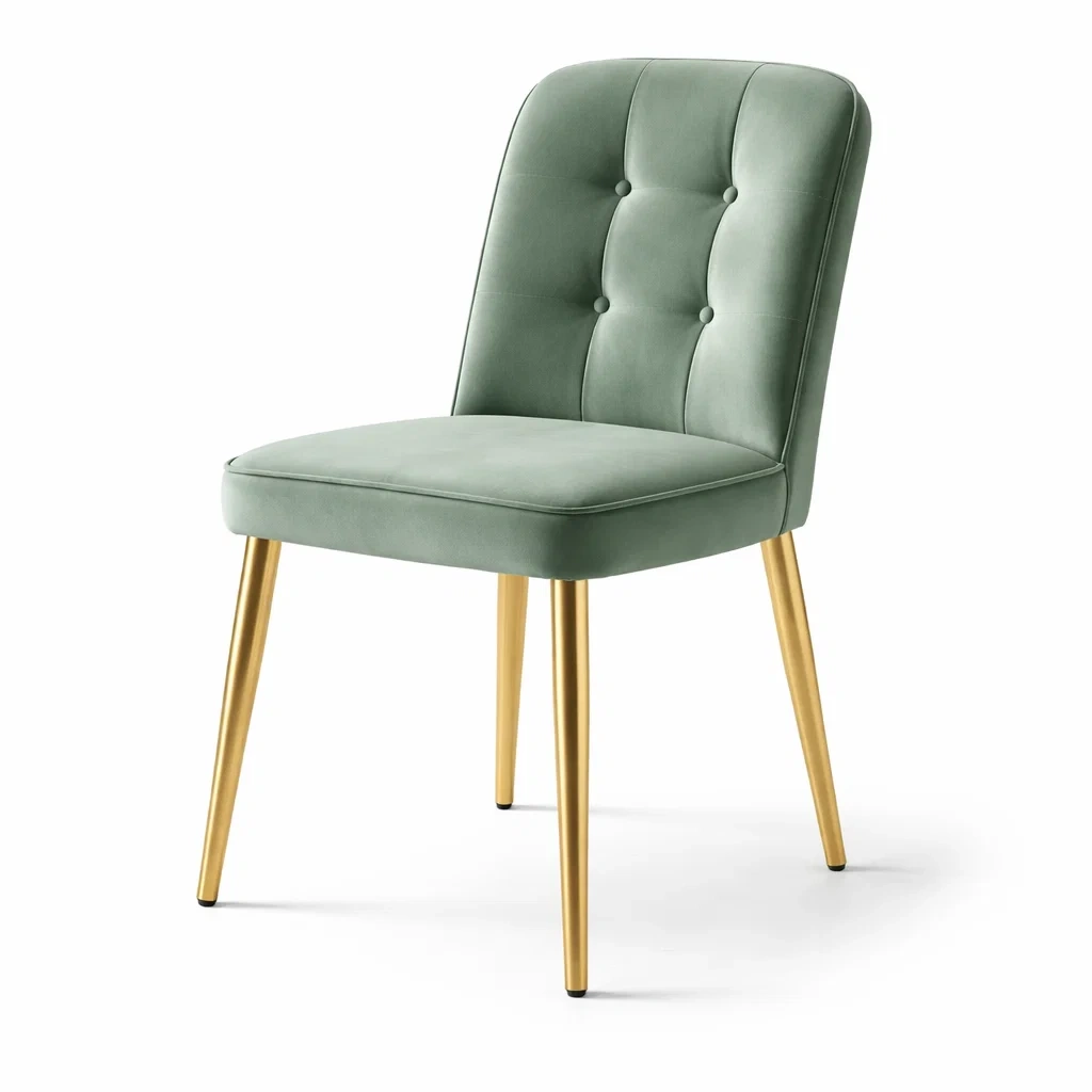Chaise de salle à manger en velours vert avec pieds en métal doré-DREAMNOO KRETREAT