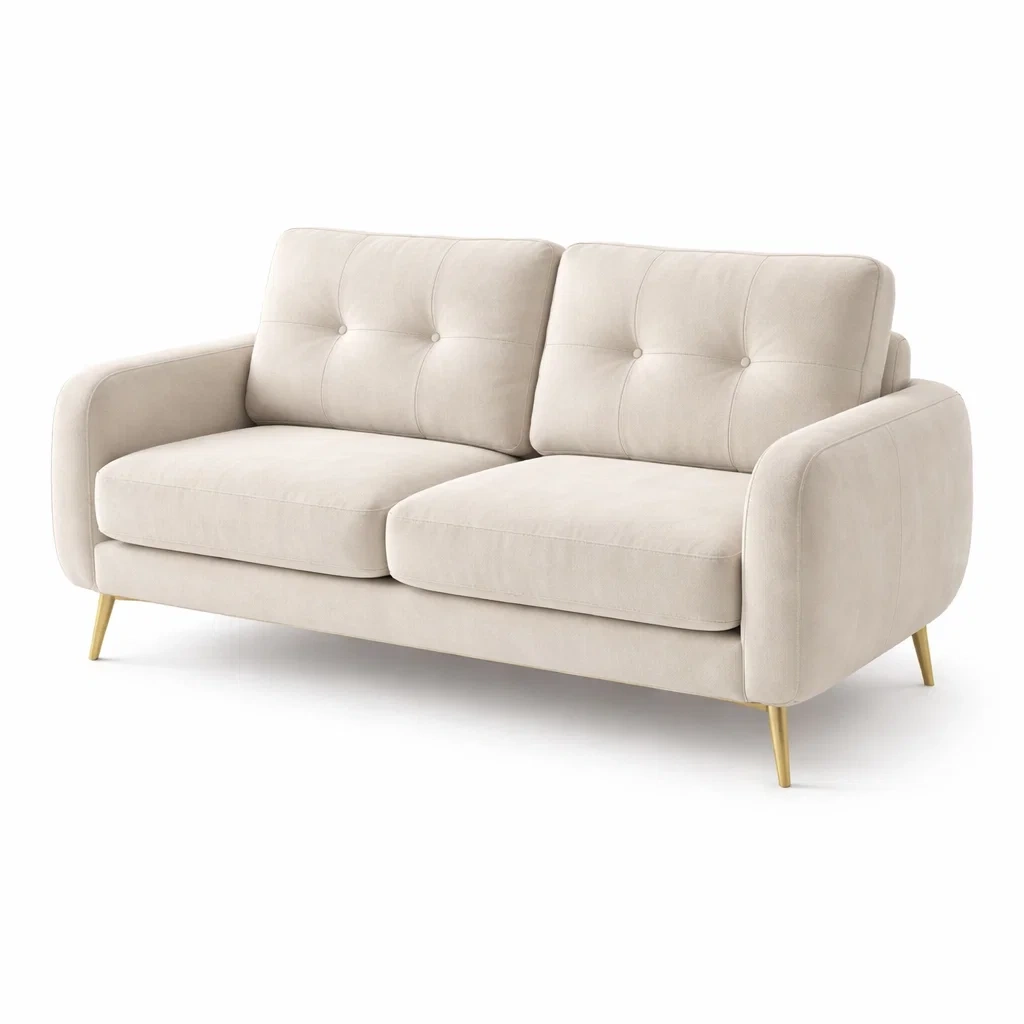 Canapé 2 places en tissu métallique beige-DREAMNOO KRETREAT