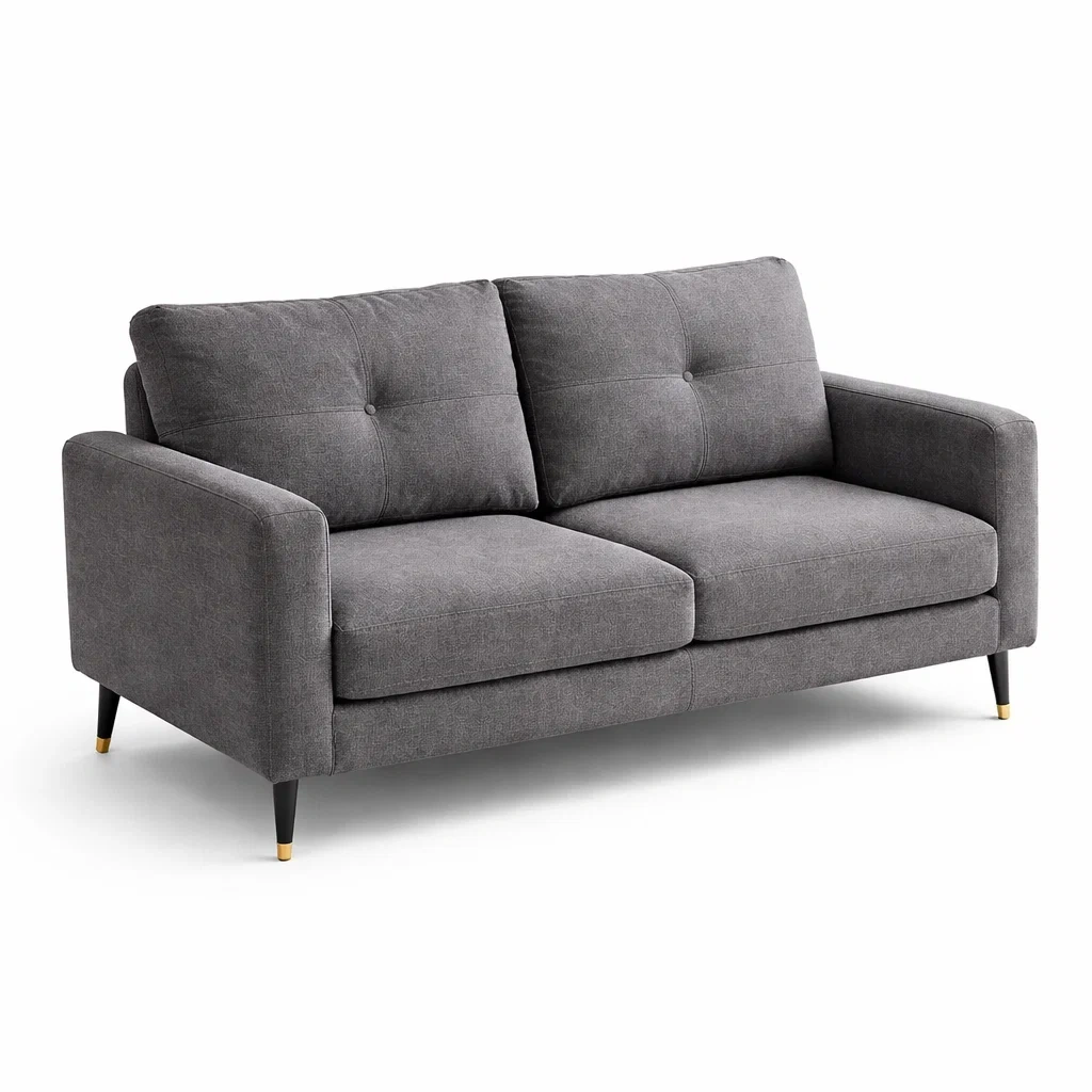 Canapé 2 places en tissu gris avec pieds en métal-DREAMNOO KRETREAT