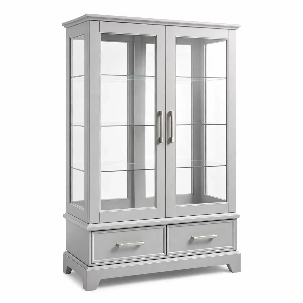 Vitrine en bois gris et verre trempé 120 x 40 x 200 cm-DREAMNOO KRETREAT