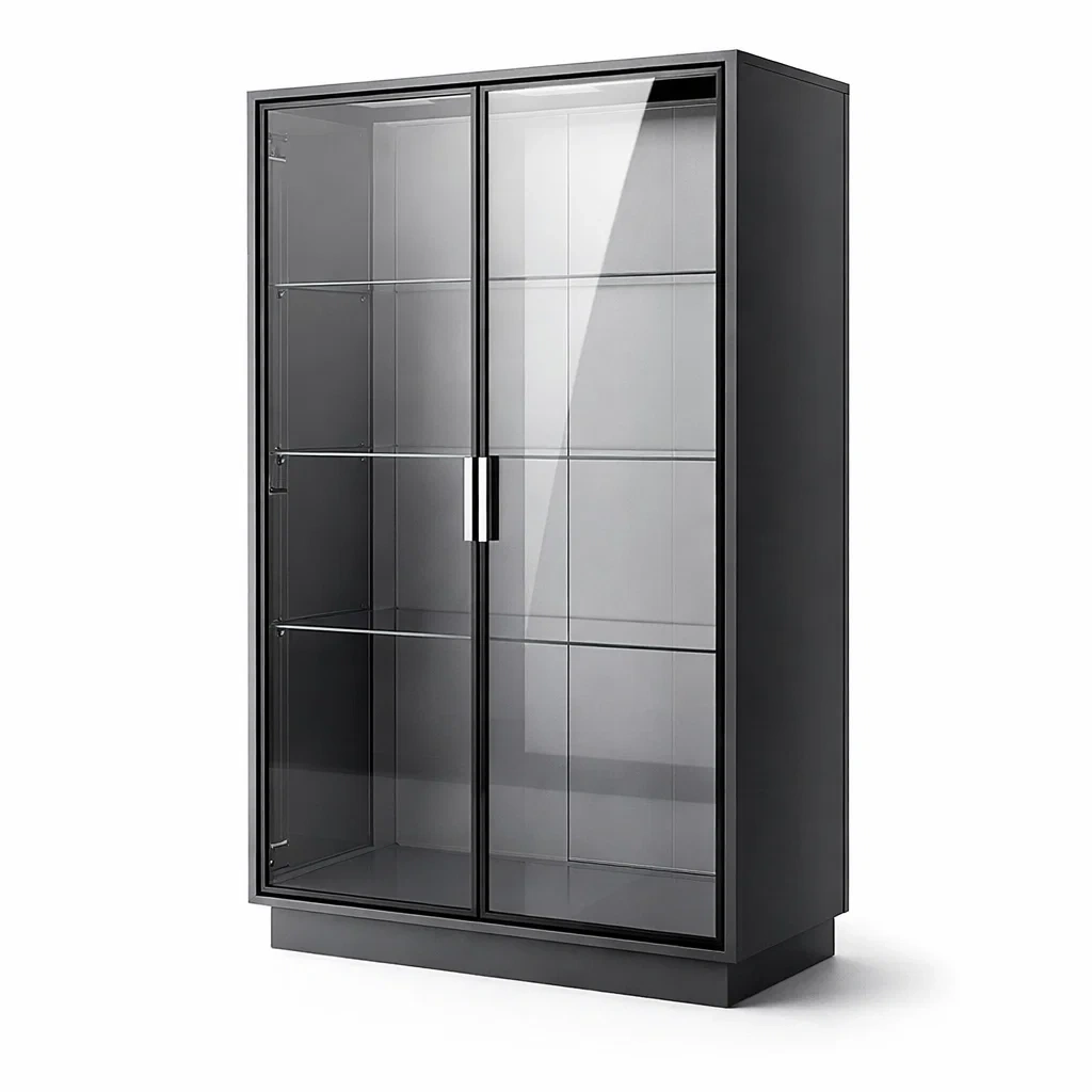 Vitrine en métal noir et verre trempé 5 mm 120 x 40 x 200 cm-DREAMNOO KRETREAT