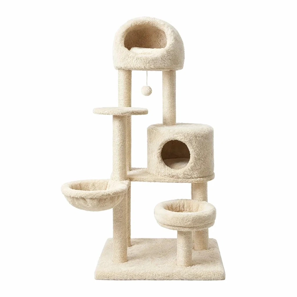 Arbre à chat en peluche beige-DREAM SANCTUA RYHOME
