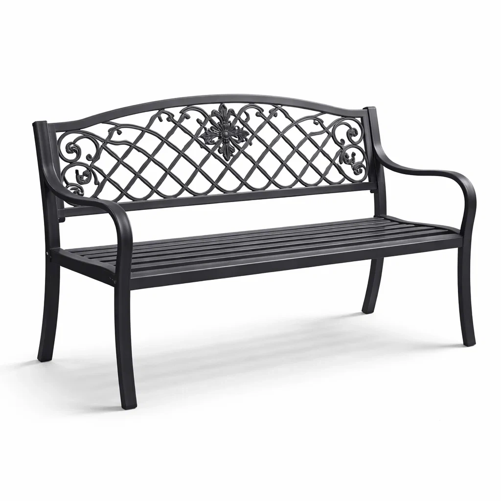Banc de jardin en métal noir 127 x 60 x 85 cm-DREAM SANCTUA RYHOME