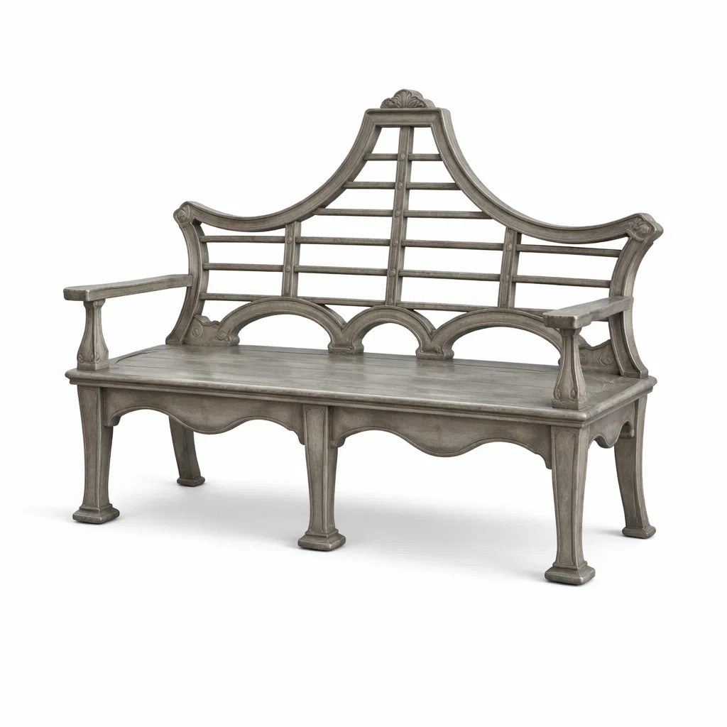 Banc de jardin en bois avec motif décoratif-DREAM SANCTUA RYHOME