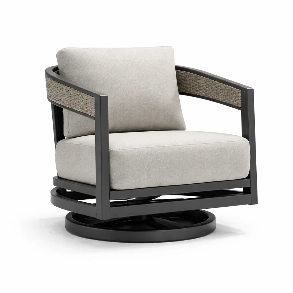 Chaise pivotante en aluminium et résine tressée avec coussins en polyester-DREAM SANCTUA RYHOME