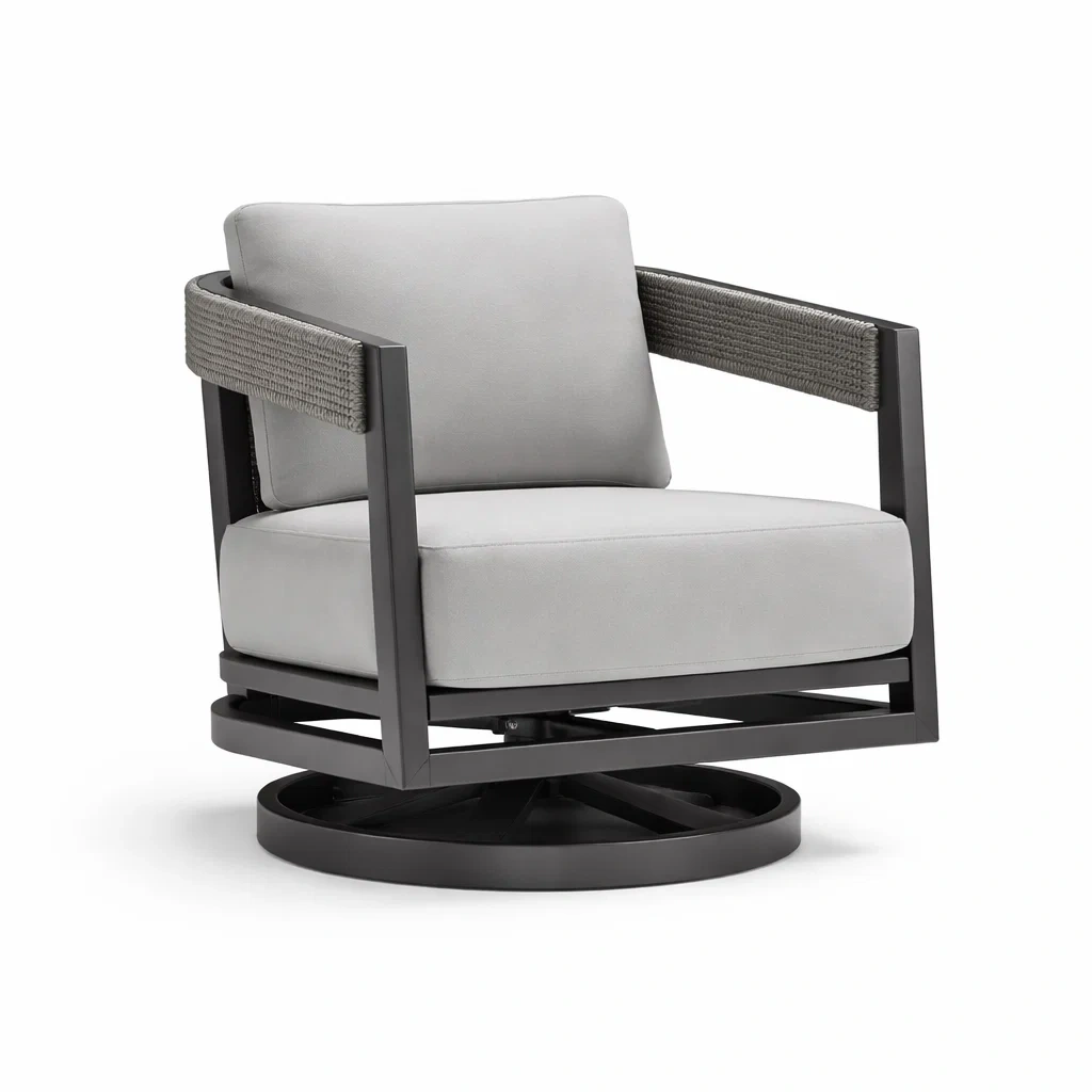 Chaise pivotante en aluminium et polyester gris-DREAM SANCTUA RYHOME