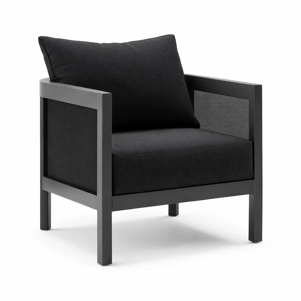Fauteuil en aluminium et polyester noir-DREAM SANCTUA RYHOME
