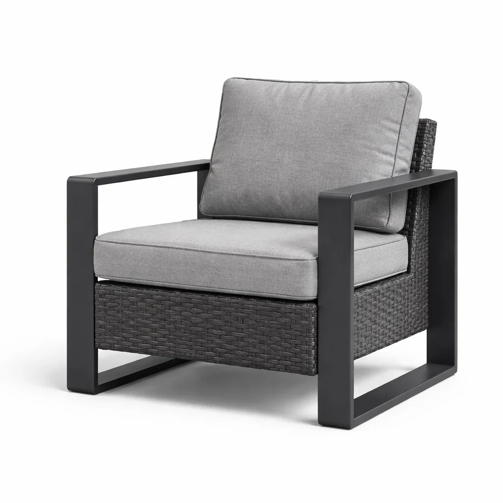 Fauteuil extérieur en aluminium et rotin gris-DREAM SANCTUA RYHOME