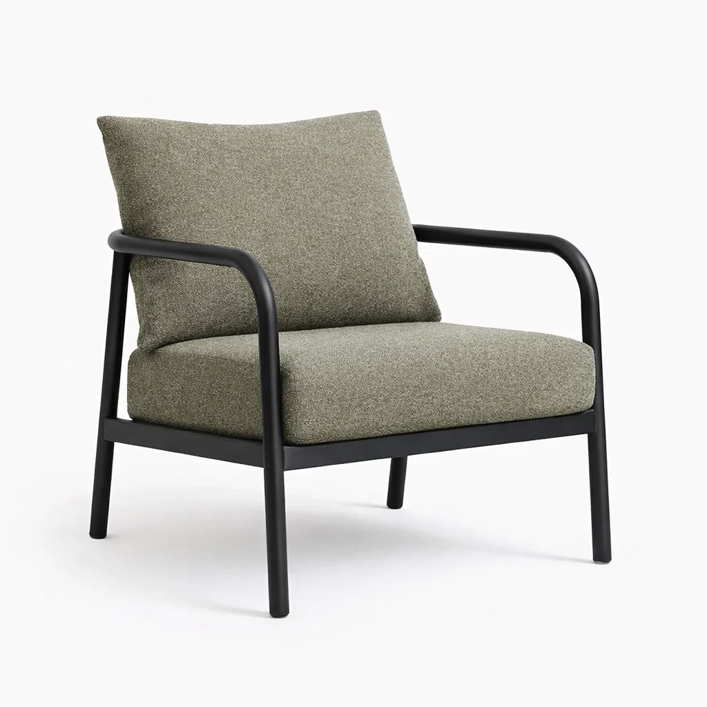 Fauteuil en tissu polyester vert avec structure métallique-DREAM SANCTUA RYHOME