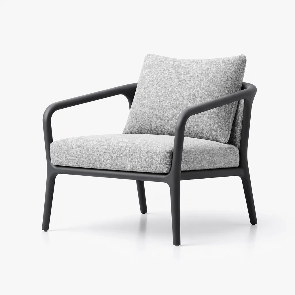 Fauteuil en métal avec coussins en tissu gris-DREAM SANCTUA RYHOME