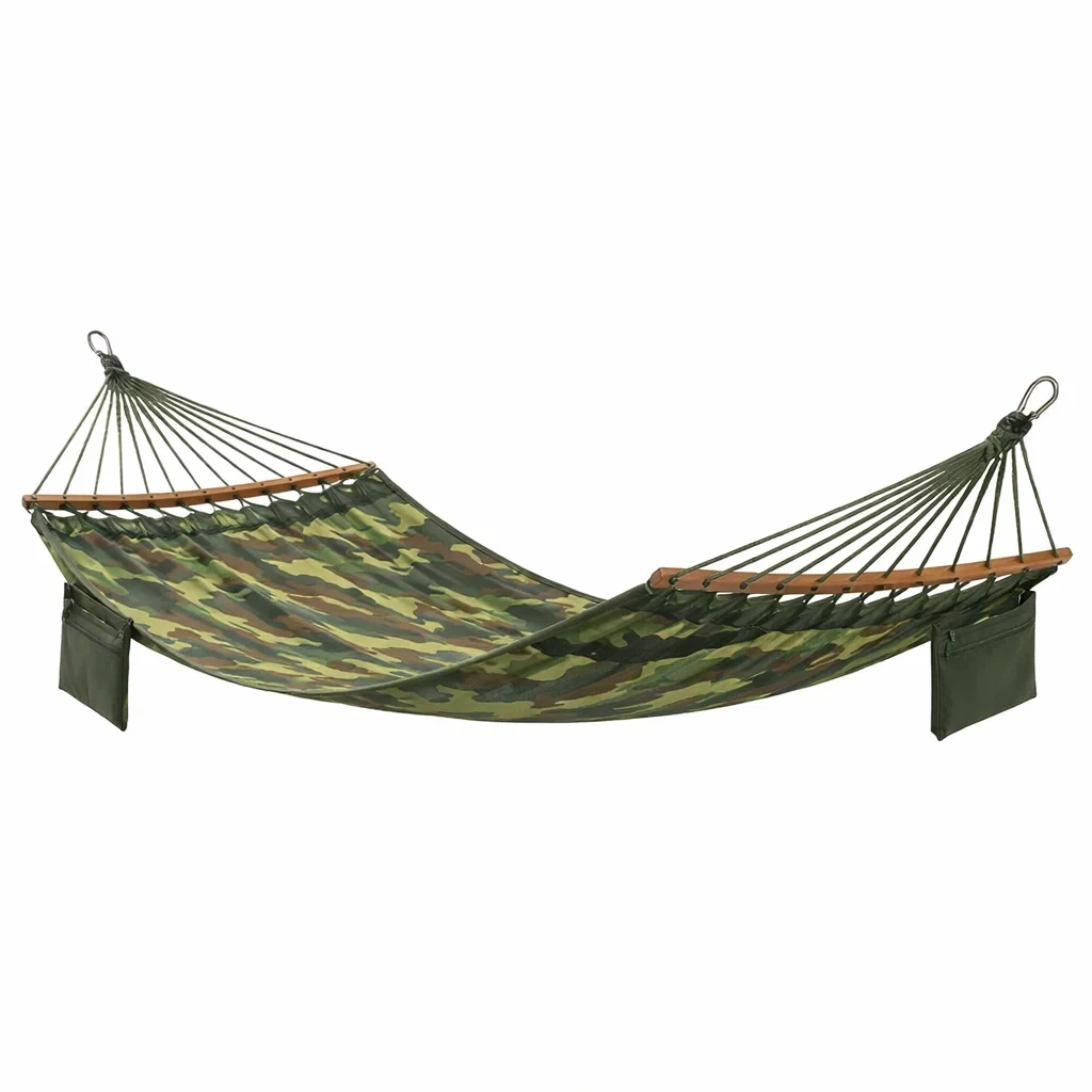 Hamac en polyester camouflage avec barres en bois-DREAM SANCTUA RYHOME