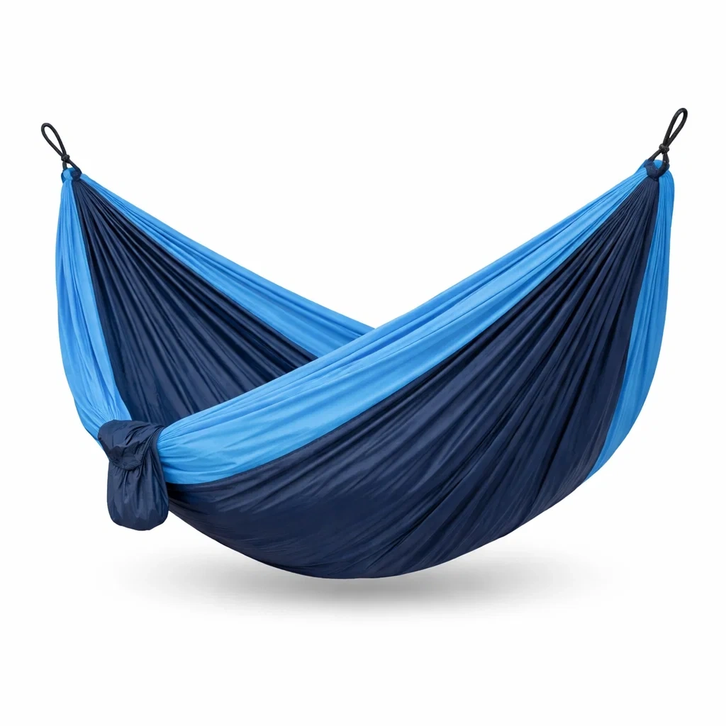 Hamac en tissu nylon bleu foncé et bleu clair 275 x 140 cm extérieur-DREAM SANCTUA RYHOME