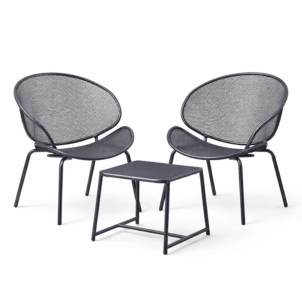 Ensemble de détente avec chaises et table en métal noir-urbanvi besretreat